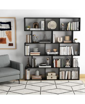 5-Tier Bookshelf with Anti-Toppling Device for Living Room Home Office