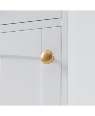 63" MDF Tall Bathroom Storage Cabinet with Glass Doors, Drawers and Adjustable Shelves