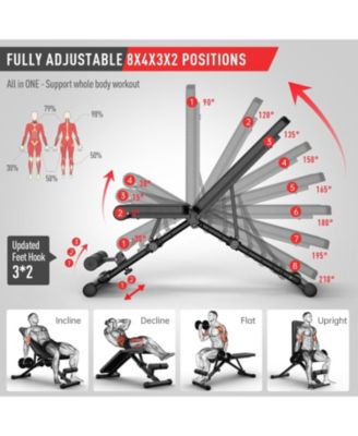 MD35 Adjustable Weight Bench 8x4x3x2 Positions- 700 Pounds Load Foldable Strength Training Benches for Full Body Workout Bench Press (With Fast Auto-lock Adjustments)