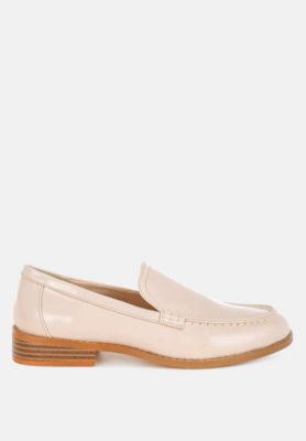 Rag and Co Womens Corleone Pleather Stacked Heel Loafers
