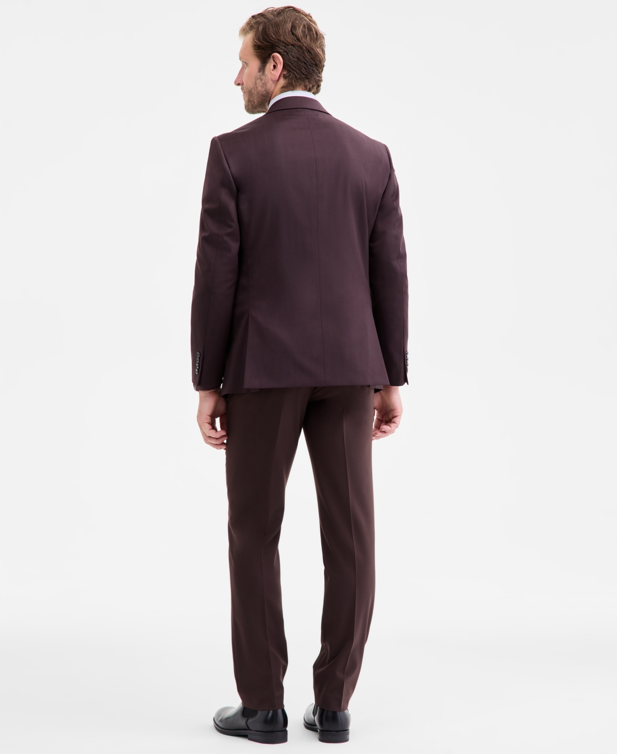 Calvin Klein Men's Slim-fit Wool-blend Suit Jacket In Burgundy