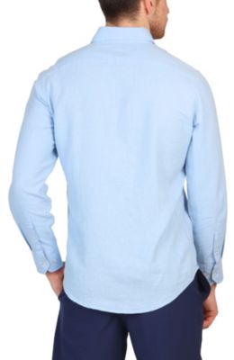 Solid Linen Blend Long Sleeve Shirt