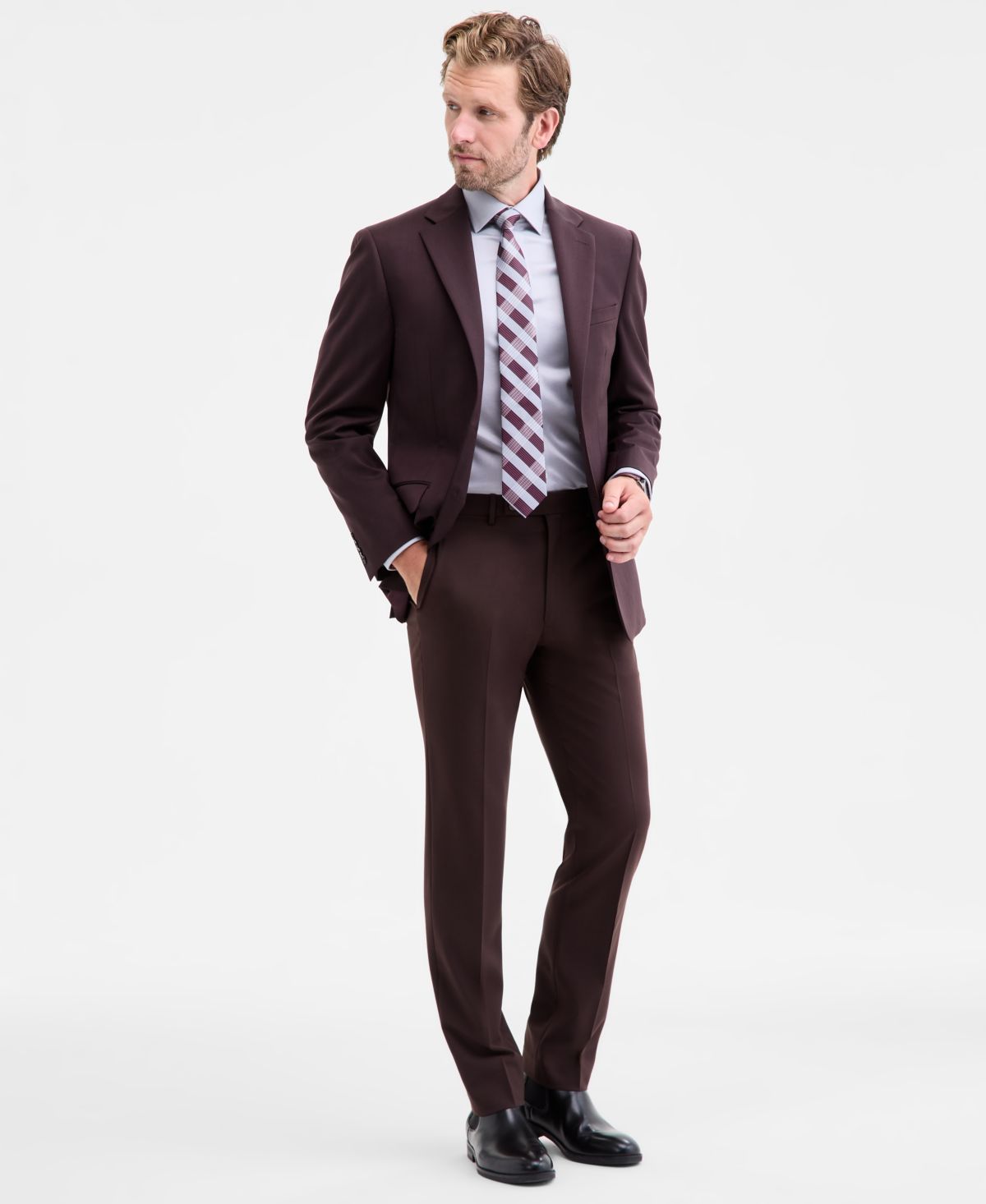 Мужской приталенный костюм из смесовой шерсти, разделяющий