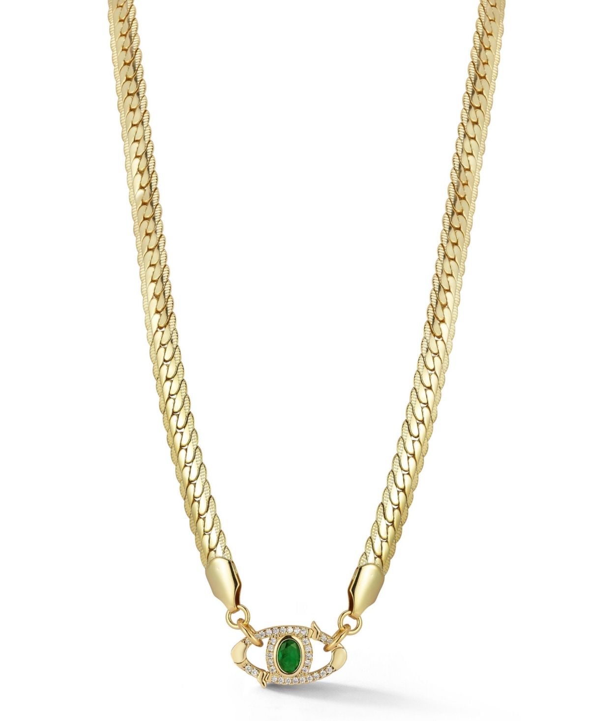 Gold Plated Green Evil Eye Necklace - Gold