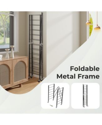 5-Tier Foldable Storage Shelf with Wheels