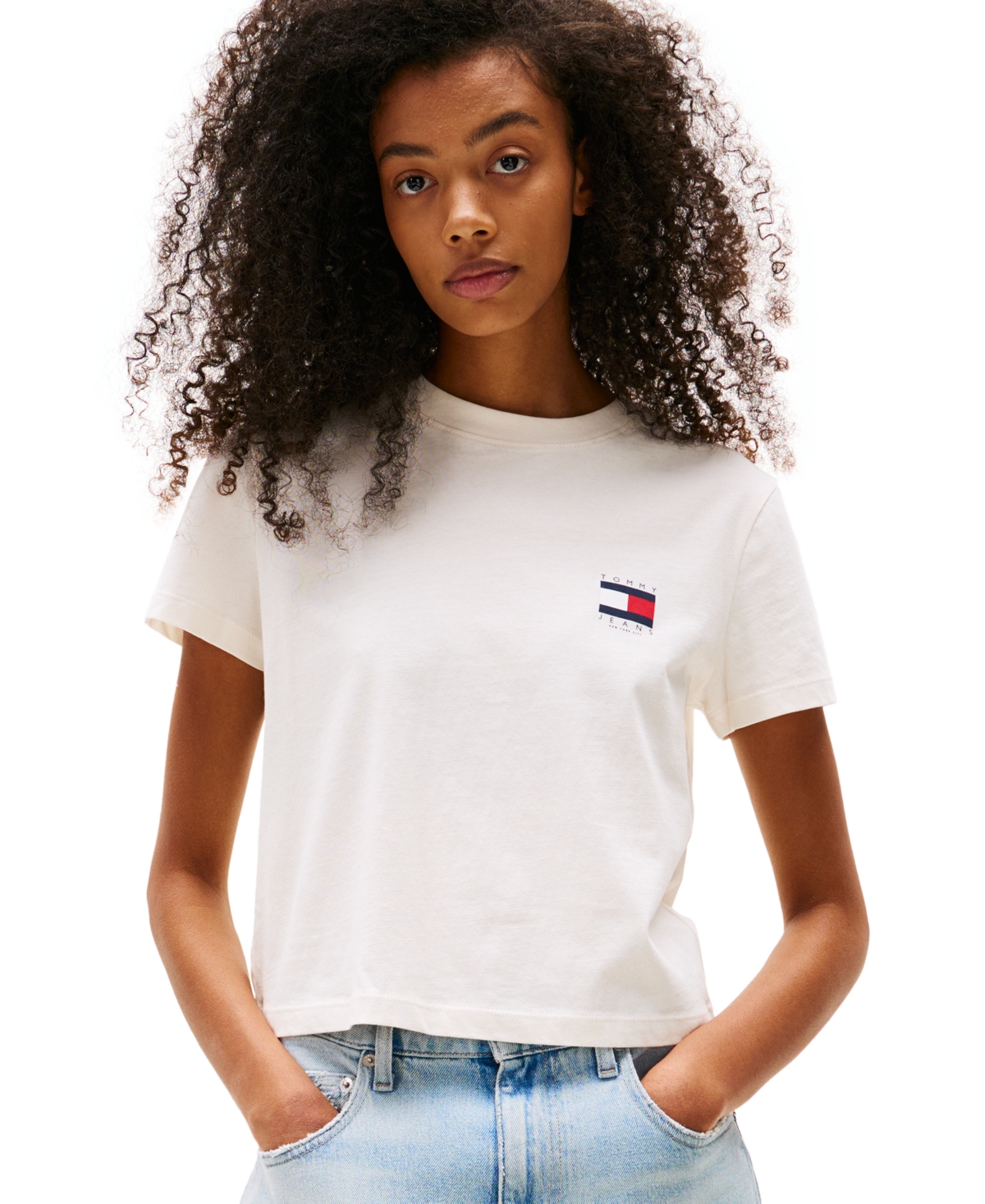 Tommy Jeans Women's Cotton Logo Graphic T-shirt In Ancient White