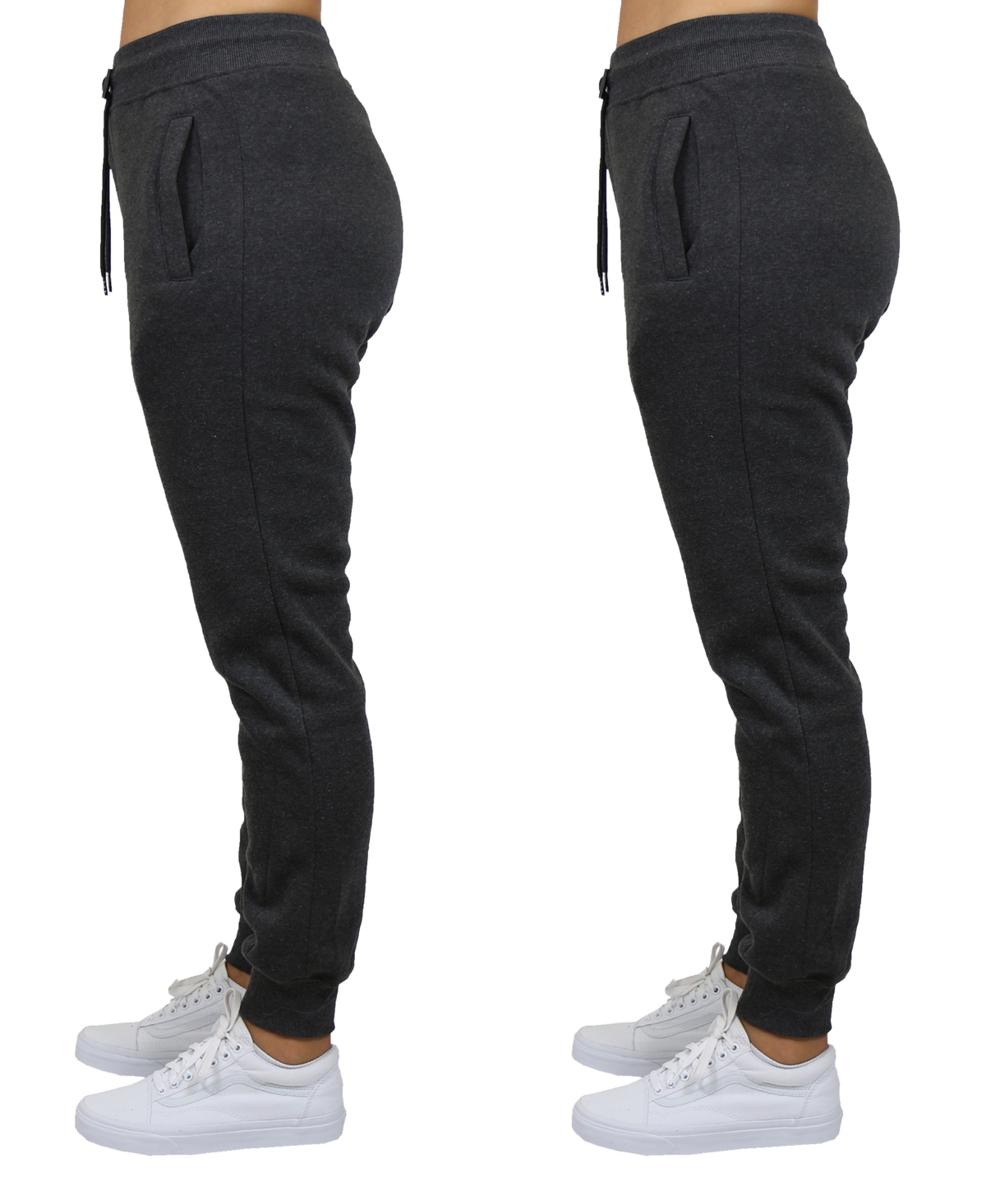 Shop Galaxy By Harvic Women's Loose Fit Fleece Lined Jogger Sweatpants-2 Pack In Charcoal-charcoal