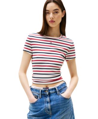 Tommy Jeans - Women's Slim Essential Ribbed Badge T-Shirt
