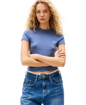 Women's Slim-Fit Cropped Ribbed T-Shirt