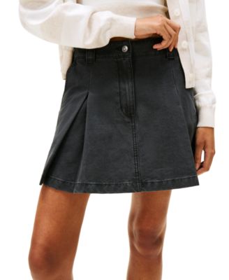 Women's Cotton Canvas Pleated Mini Skirt