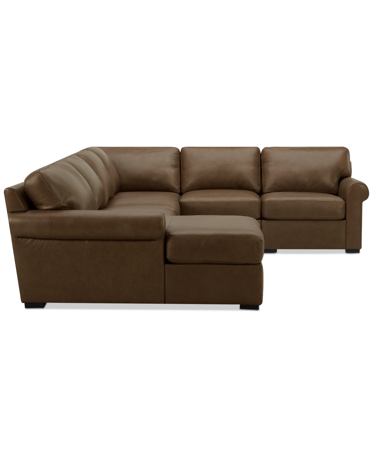 Macy's Radley Roll Arm 132" 6-pc. Leather Square Corner Chaise Sectional, Exclusively At