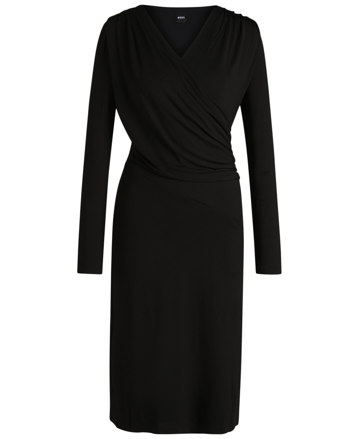 Hugo Boss Boss By  Women's Stretch Crepe Twist-front Dress In Black