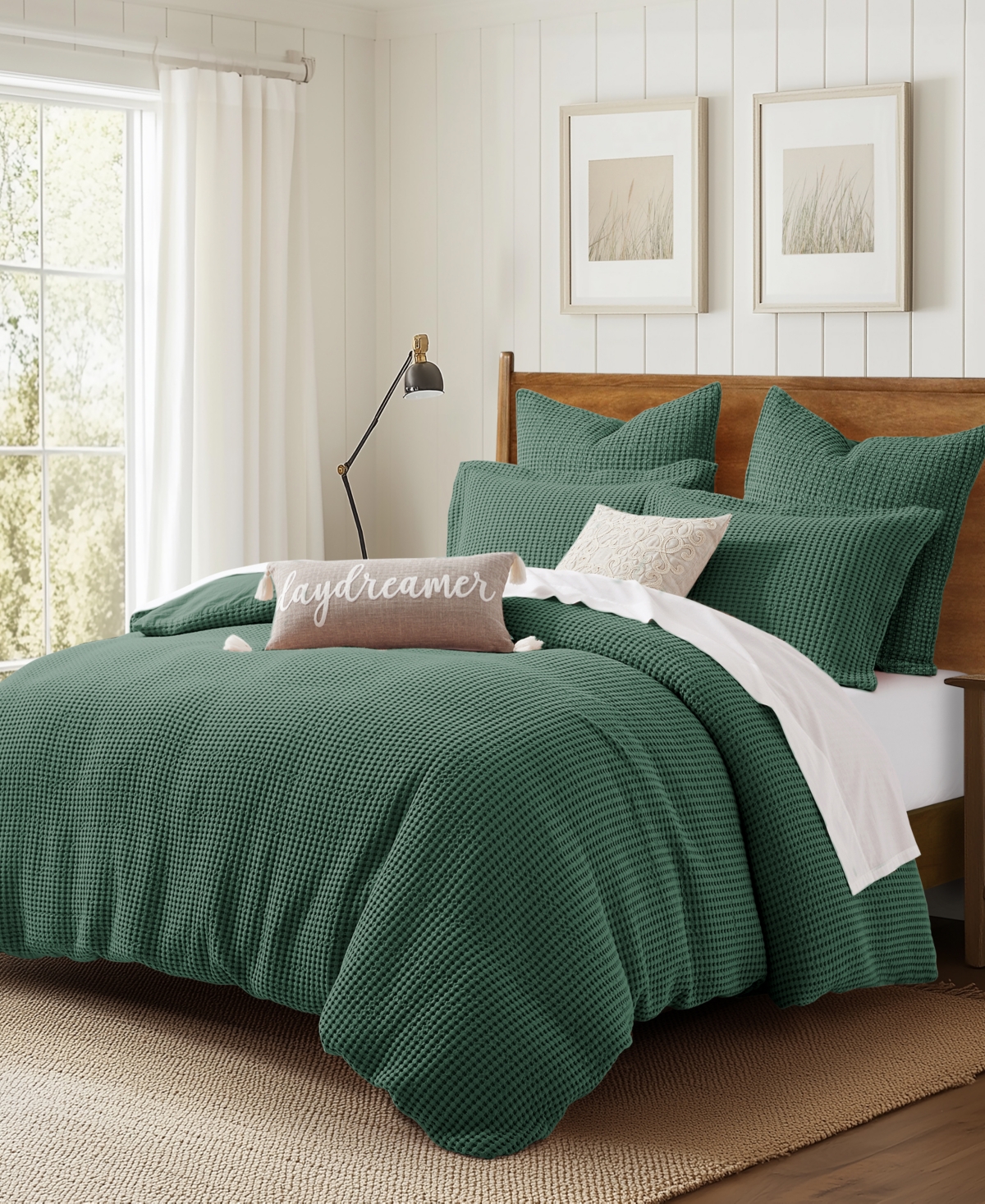 Levtex Mills Waffle Textured 2-pc. Duvet Cover Set, Twin/twin Xl In Forest Green