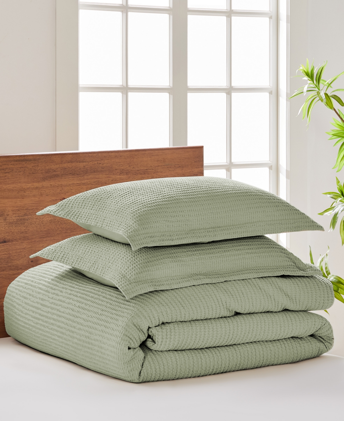 Levtex Cloud Waffle Textured 3-pc. Comforter Set, Full/queen In Desert Sage
