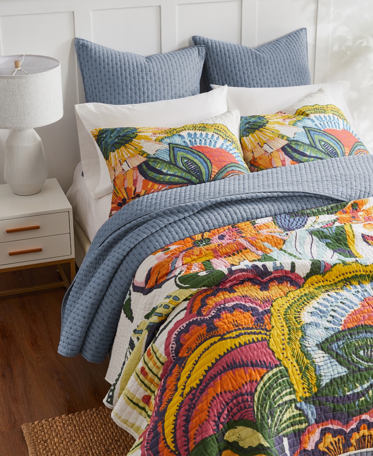 Levtex Cross Stitch Stitching 2-pc. Quilt Set, Twin/twin Xl In Chambray