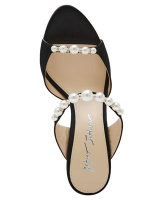 Women's Lacy Embellished Satin Heeled Mules