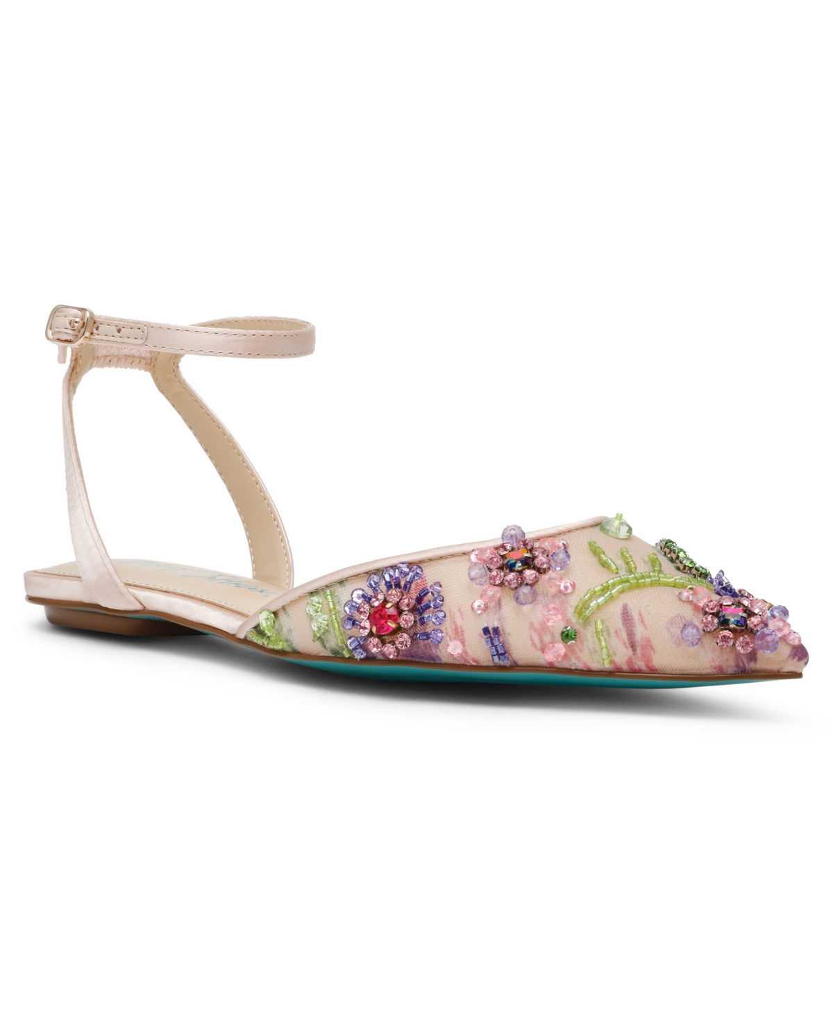 BETSEY JOHNSON WOMEN'S GARBO JEWELED MESH FLATS 