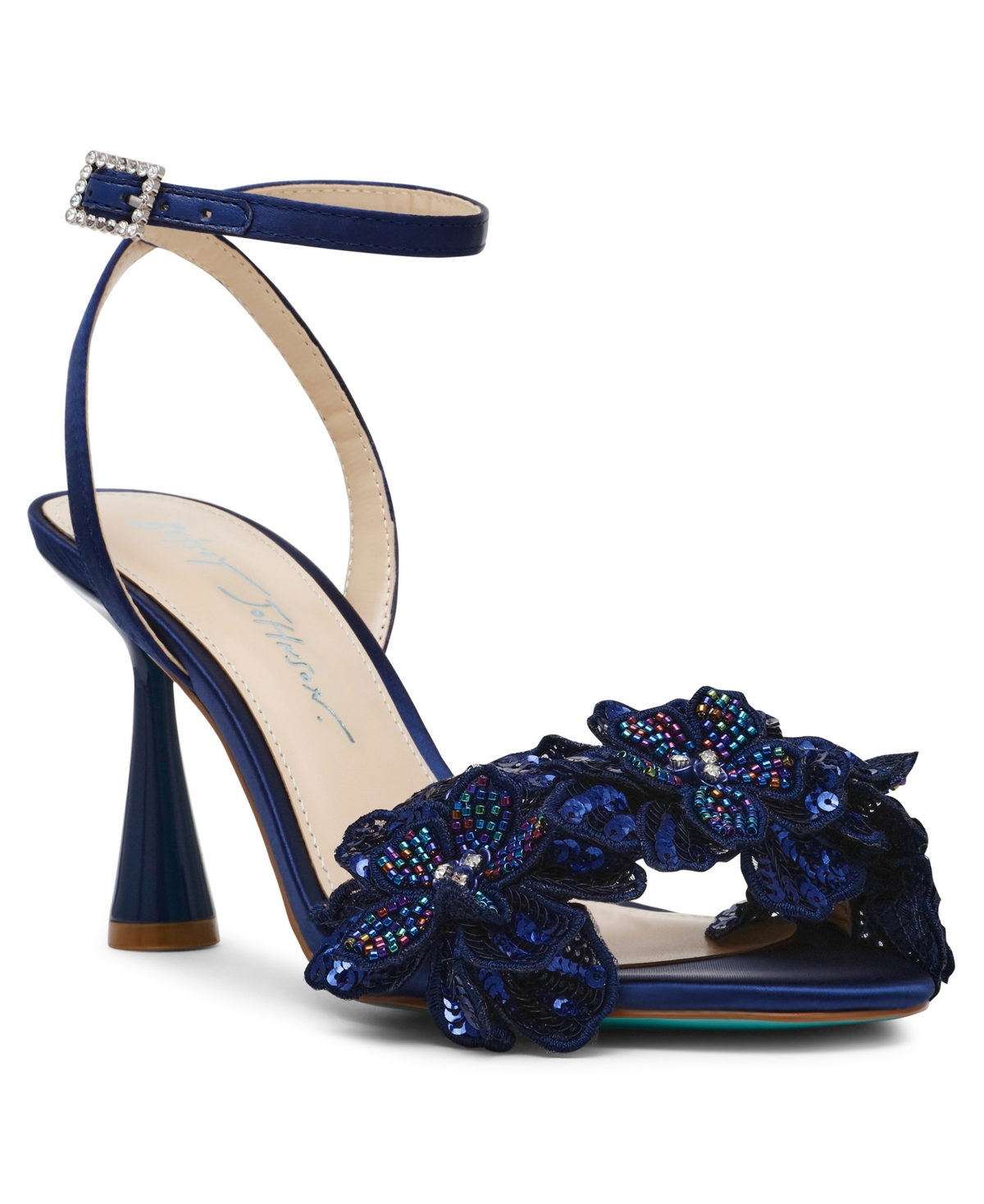 Shop Betsey Johnson Women's Cali Flower Dress Sandals In Navy