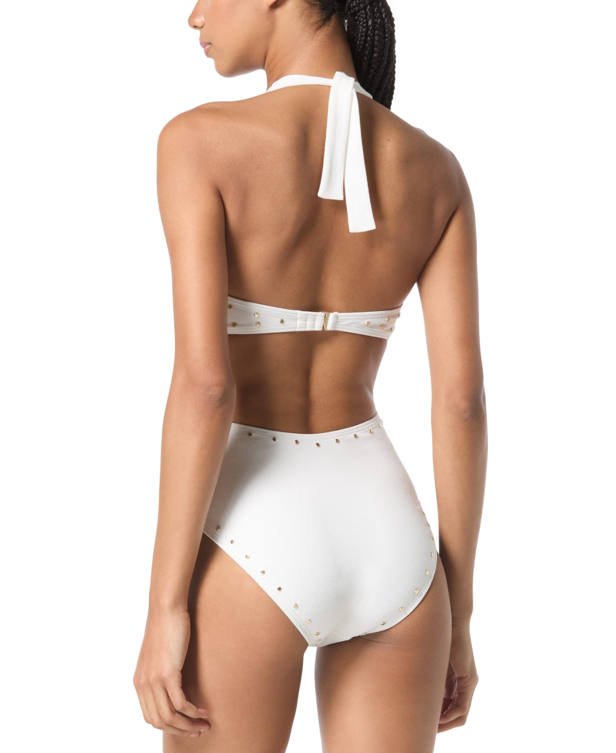 Michael Kors Halter-neck One Piece Swimsuit In White In White