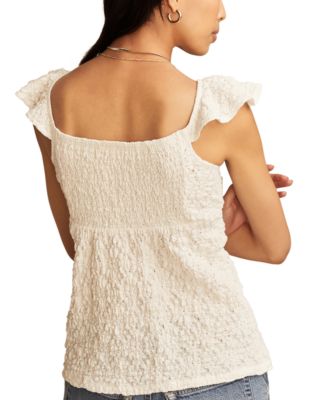 Women's Textured Ruffle-Sleeve Babydoll Top