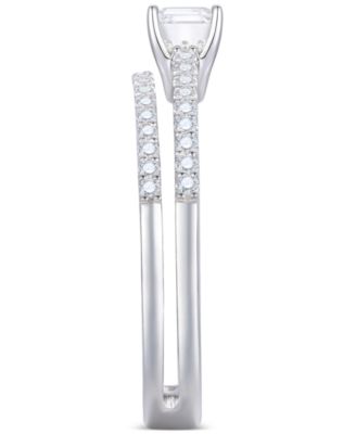 Diamond Emerald Cut Double-Row Engagement Ring (1/2 ct. t.w.) in 14k White Gold