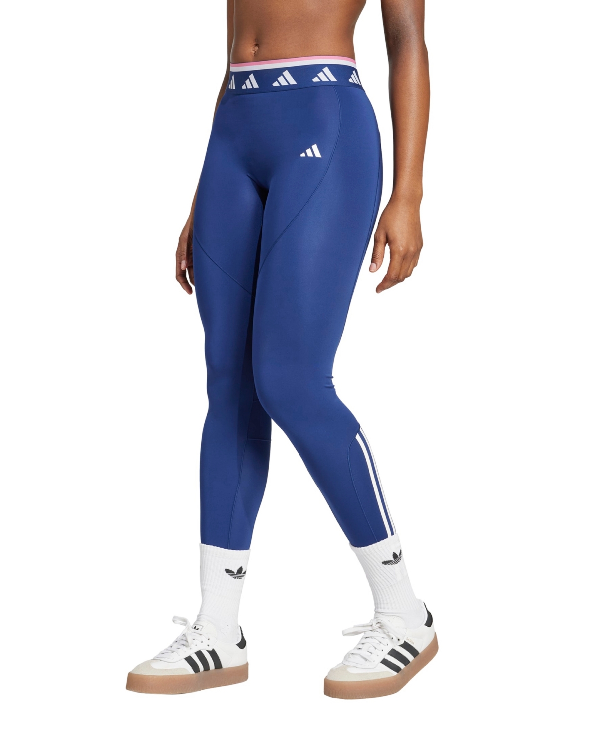 Shop Adidas Originals Women's Hyperglam Color Pop Full Length Training Leggings In Dark Blue,white