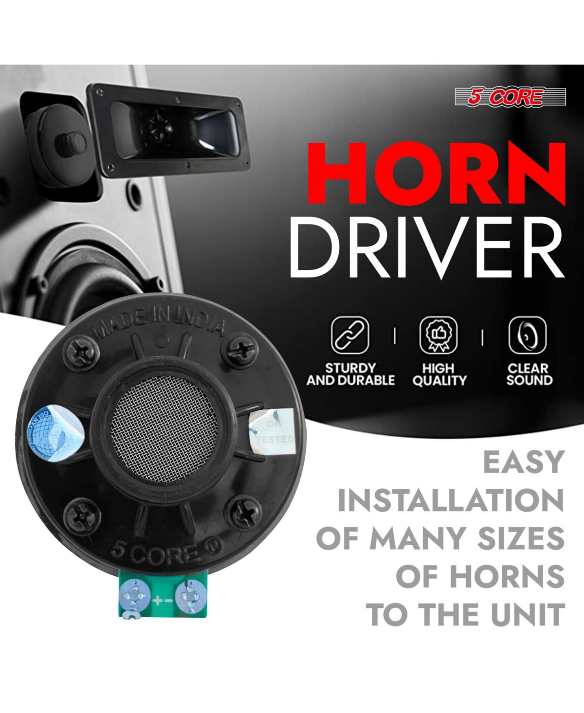 5Core Compression Driver 200W Peak Power Aluminum Tweeter Diaphragm 8 Ohm Horn Speaker