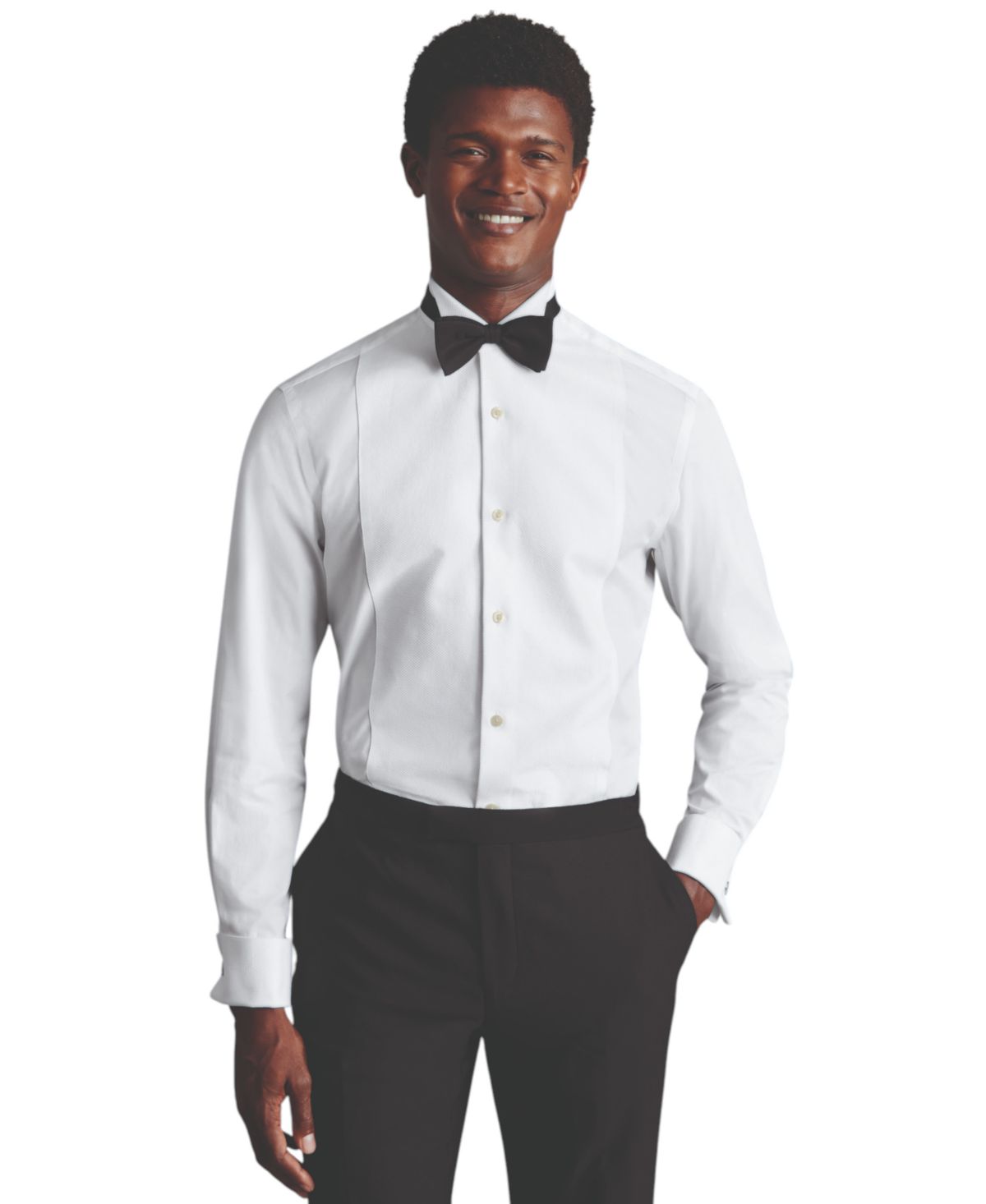 Мужская приталенная рубашка-смокинг