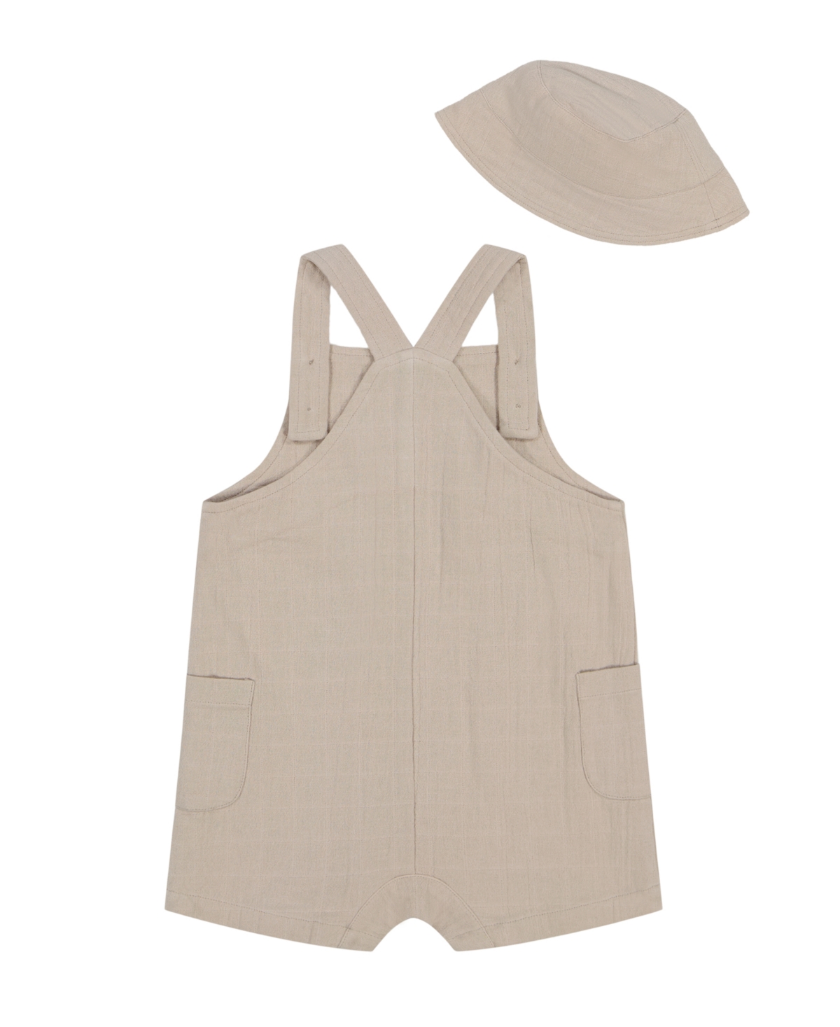 Shop Calvin Klein Baby Boys 2-piece Gauze Sunsuit And Matching Hat Set In Angel Tan