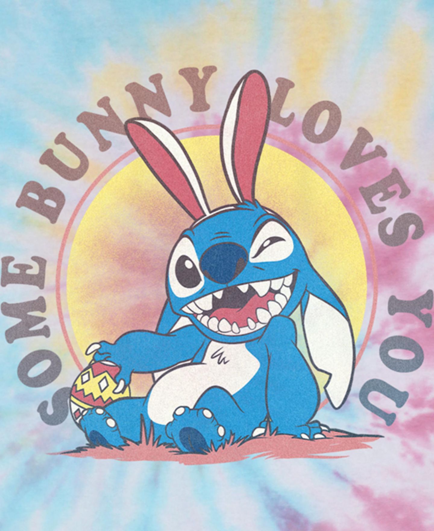 Мужская футболка Lilo Stitch Some Bunny Loves You Short Sleeve Tie Dye, цвет: Синий розовый — фото 2