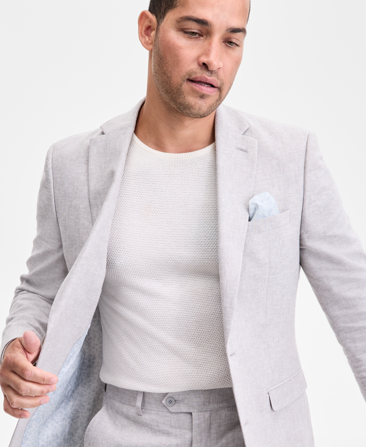 Bar Iii Men's Slim-Fit Linen Suit Separate Jacket, Exclusively at Macy's