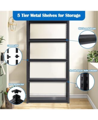 63"H  5 Tier Metal Shelves for Storage Garage Shelving 2000LBS Heavy Duty Storage Shelves Adjustable Garage Shelf Industrial Shelving Unit Storage Utility Rack,31.5"W15.7"D63"H,Black
