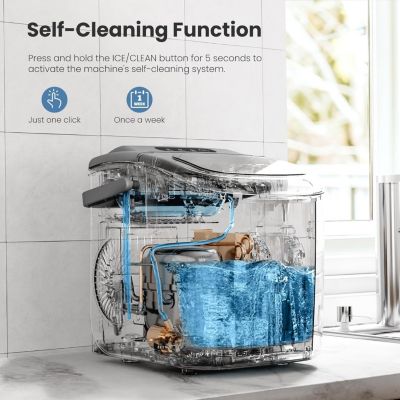 26.5lbs Ice Maker Portable Countertop, 9 Bullet Cubes in 6 Mins, Self-Cleaning