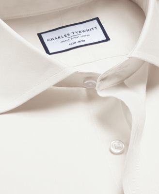 Men's Slim-Fit Ivory Twill Dress Shirt