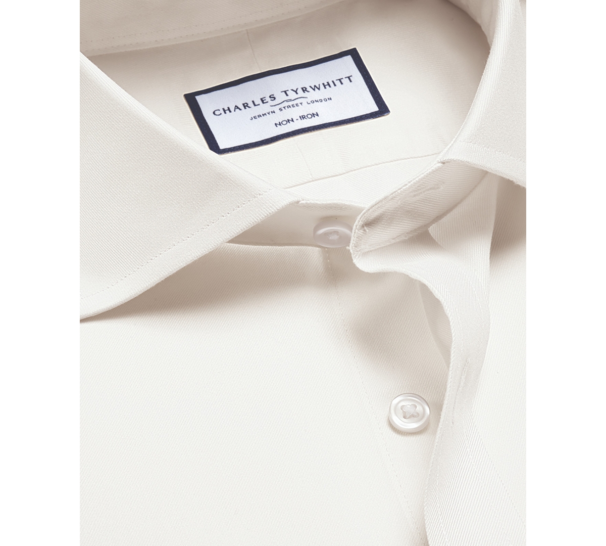 Charles Tyrwhitt Men's Slim-fit Ivory Twill Dress Shirt In White