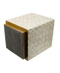 Versatile Capiz End Table Stool, Square Design with Sturdy Base
