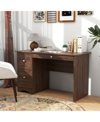 Wooden Computer Desk Workstation with 2 Drawers for Home and Office