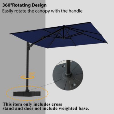 10 ft. Patio Umbrella Square Cantilever Umbrella, Outdoor Market Umbrella in Blue with 360° Rotation for Pool Lawn(without base)