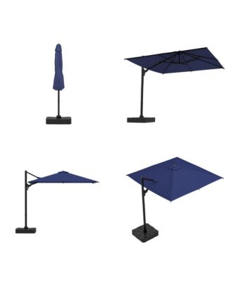 10 ft. Patio Umbrella Square Cantilever Umbrella, Outdoor Market Umbrella in Blue with 360° Rotation for Pool Lawn(without base)