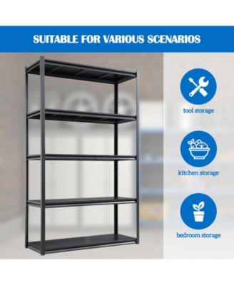 78"H  5 Tier Metal Shelves for Storage Garage Shelving 2000LBS Heavy Duty Storage Shelves Adjustable Garage Shelf Industrial Shelving Unit Storage Utility Rack,47.2"W18"D78"H,Black
