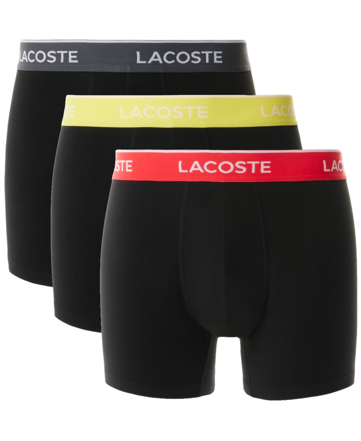 Men's 3-Pack Regular Fit Logo Waistband Boxer Briefs - Black/red/yellow
