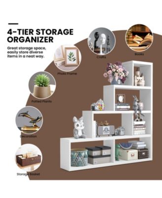 6 Cubes Ladder Shelf Corner Bookshelf Storage Bookcase