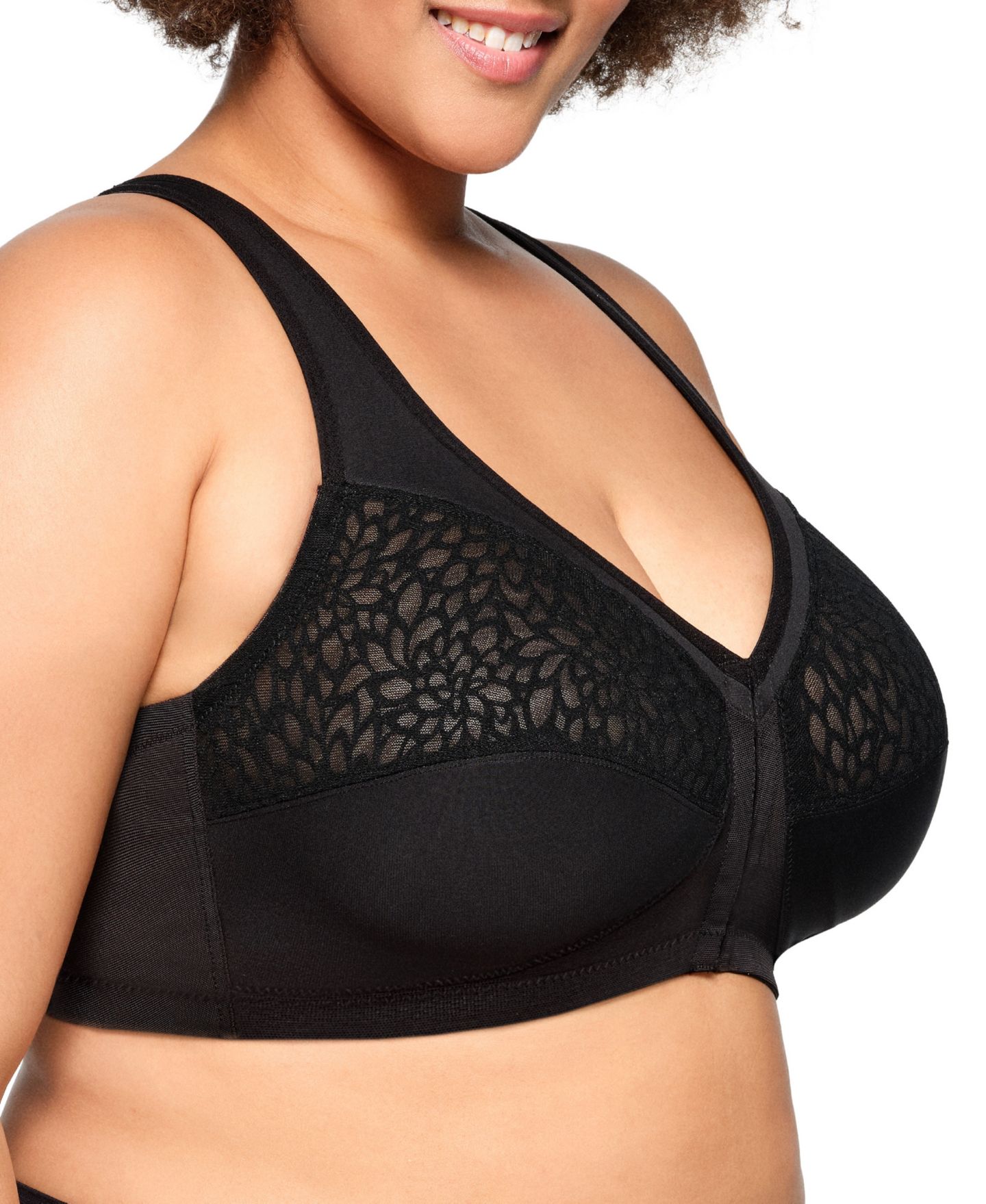 Бра Front-Closure, без косточек, борцовская спина — Glamorise, цвет: Чёрный — фото 3