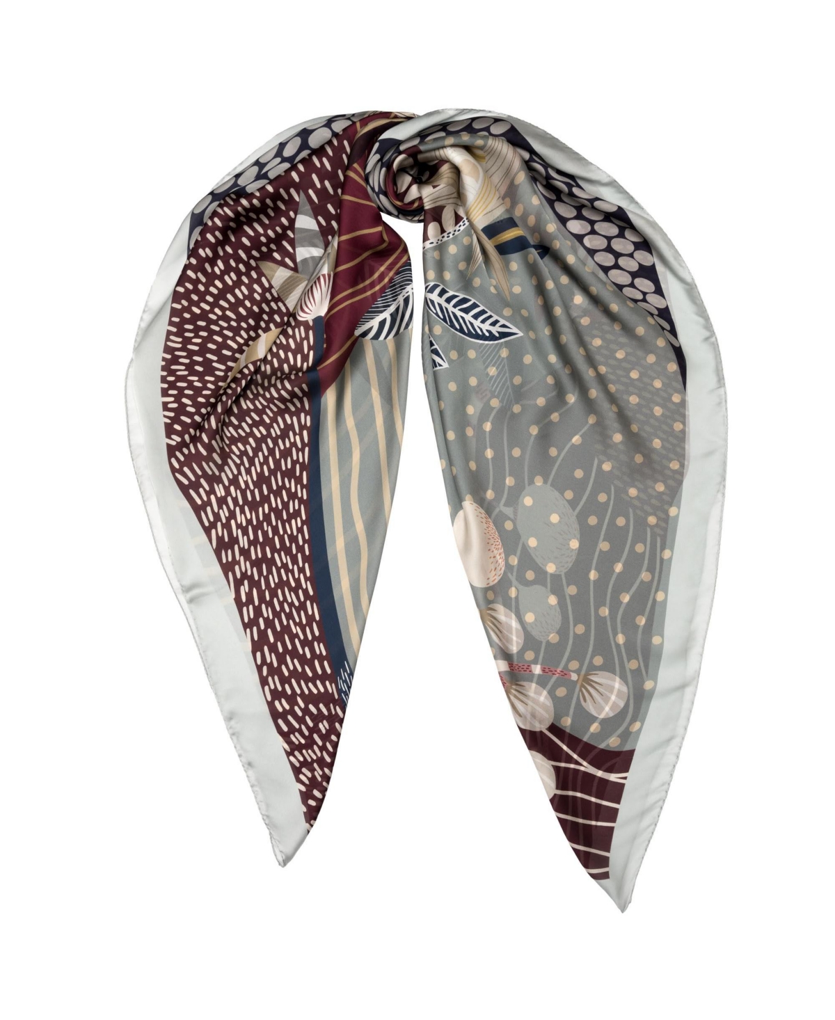 Sandra - Large Silk Scarf for Women - Grey