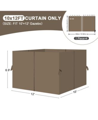 Gazebo Curtain 10' x 12' Replacement Universal 4 Panel Sidewalls (Only Curtain)