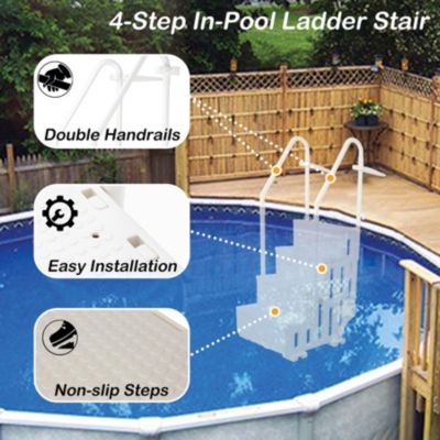 Pool Ladder Heavy-Duty 4 Safety Step for Above Ground Pools Stair Entry System with Handrails 400lbs