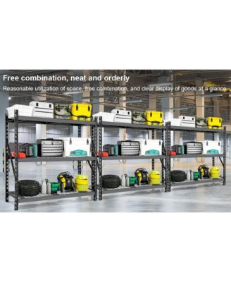Garage Shelving Heavy Duty 72"H77"W Garage Storage Shelves 6000LBS Heavy Duty Shelving Adjustable 3 Tier Metal Shelving for Garage Storage Shelving Industrial Shelving Storage Rack, Black