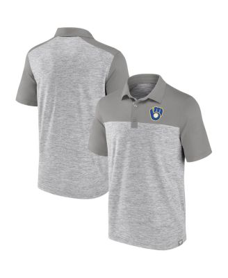 Fanatics - Men's Heather Gray Milwaukee Brewers True Classics Avid Fan Brushed Polo Shirt