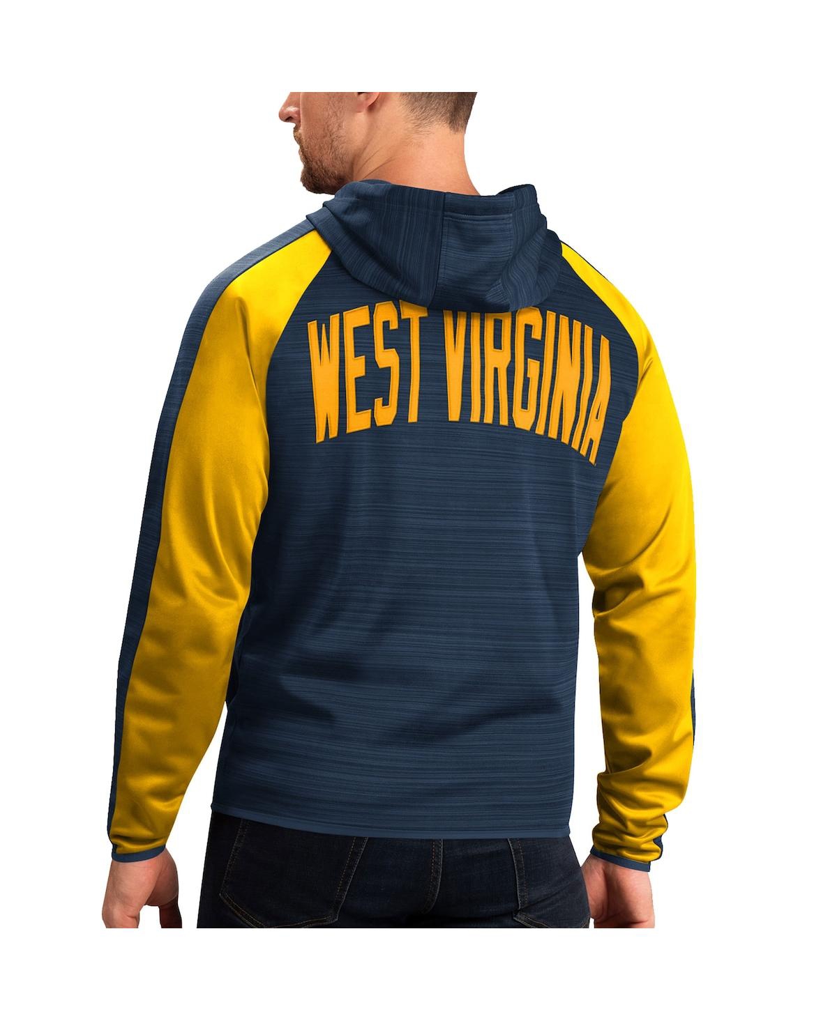 G-iii Sports By Carl Banks Men's Navy West Virginia Mountaineers Neutral Zone Raglan Full-zip Track Jacket Hoodie In Gold
