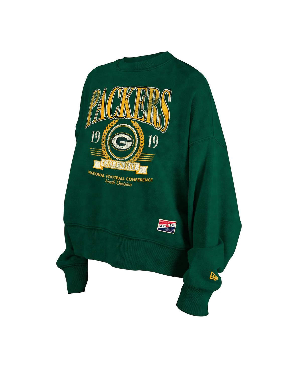 NEW ERA WOMEN'S GREEN GREEN BAY PACKERS THROWBACK BOXY SWEATSHIRT 